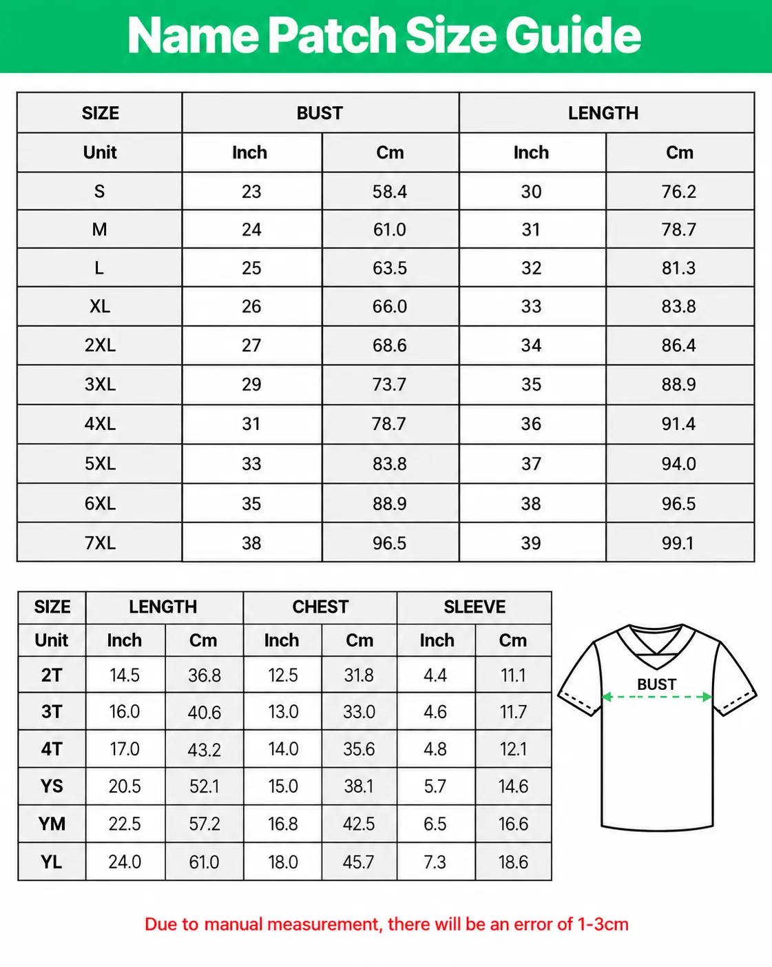 American Football Jersey Size Guide